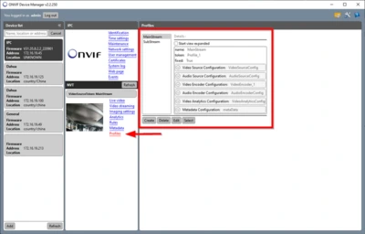 ONVIF Device Manager on Windows scanning the network and discovering ONVIF IP cameras